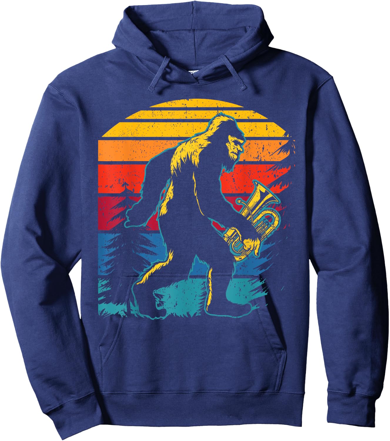 Bigfoot Lover Tuba Player Musical Instrument Musician Hoodie - Hoodie | Navy