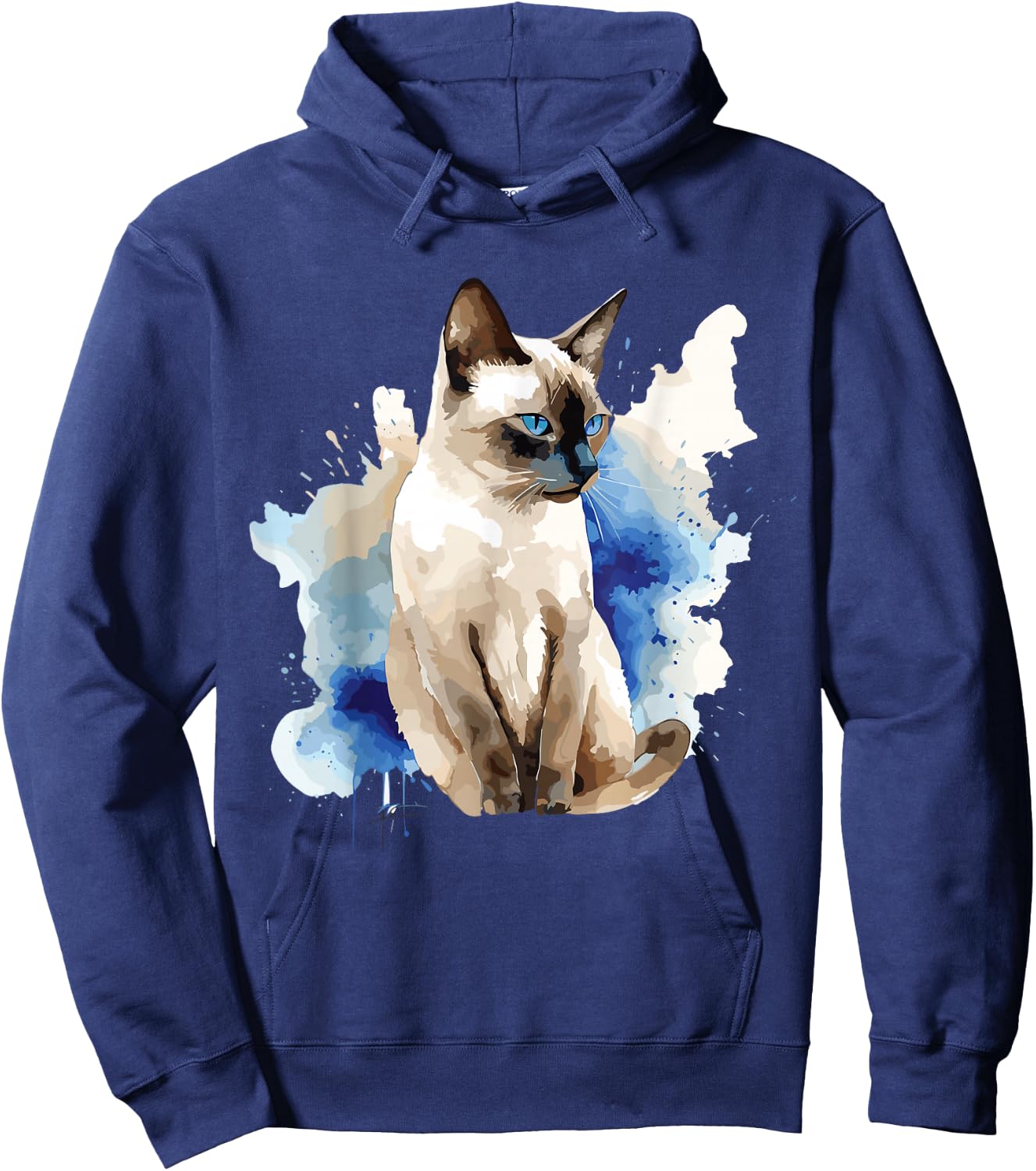 Siamese Painting Watercolor Kitten Cat Lover Siamois Kitty Hoodie - Hoodie | Navy