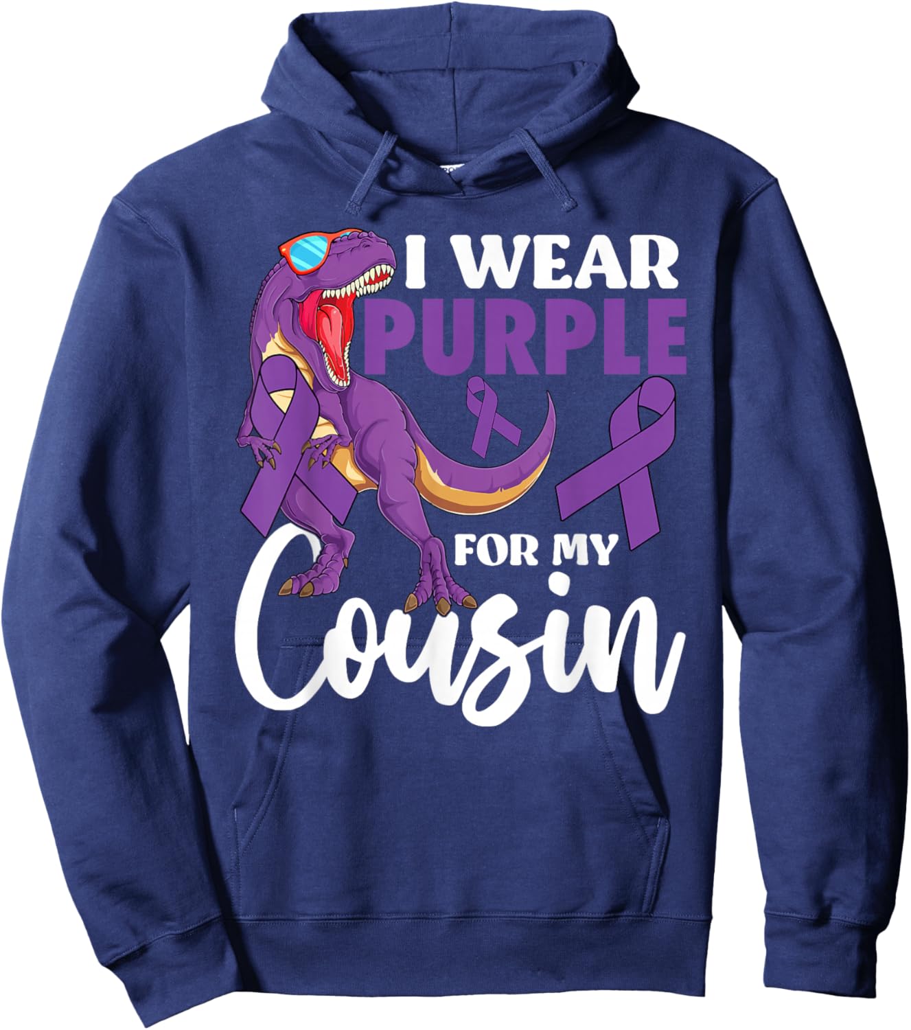 I Wear Purple For My Cousin Epilepsy Awareness Boho Rainbow Hoodie - Hoodie | Navy
