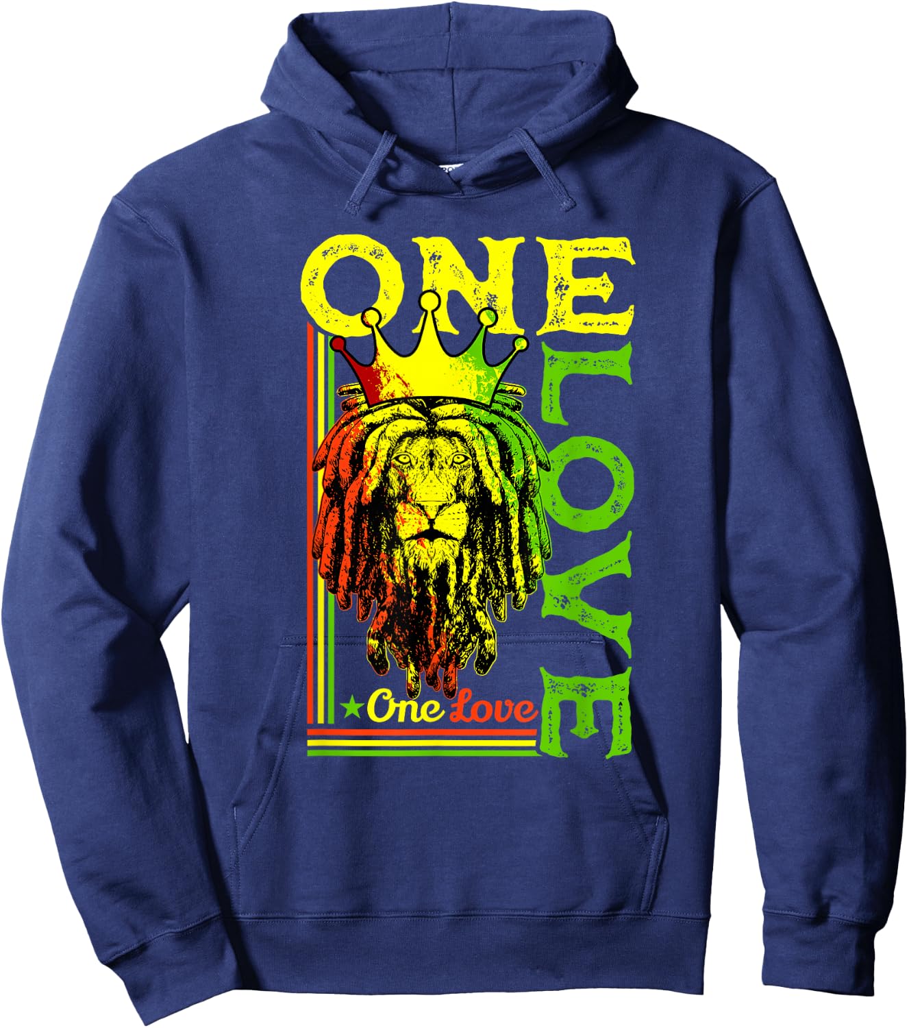 One Love Rasta Lion Jamaican Pride Reggae African Hoodie - Hoodie | Navy