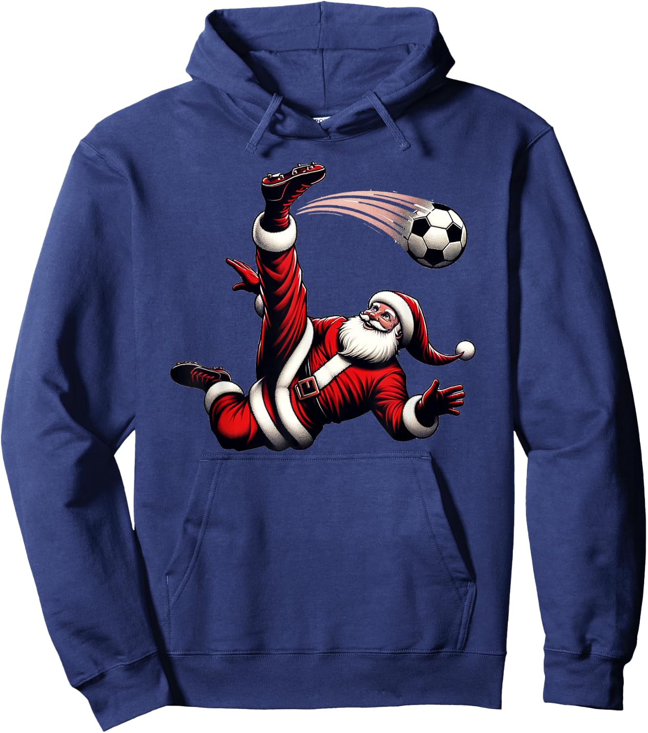 Christmas Soccer Santa Bicycle Kick Xmas Goal Boys Men Fan Hoodie - Hoodie | Navy