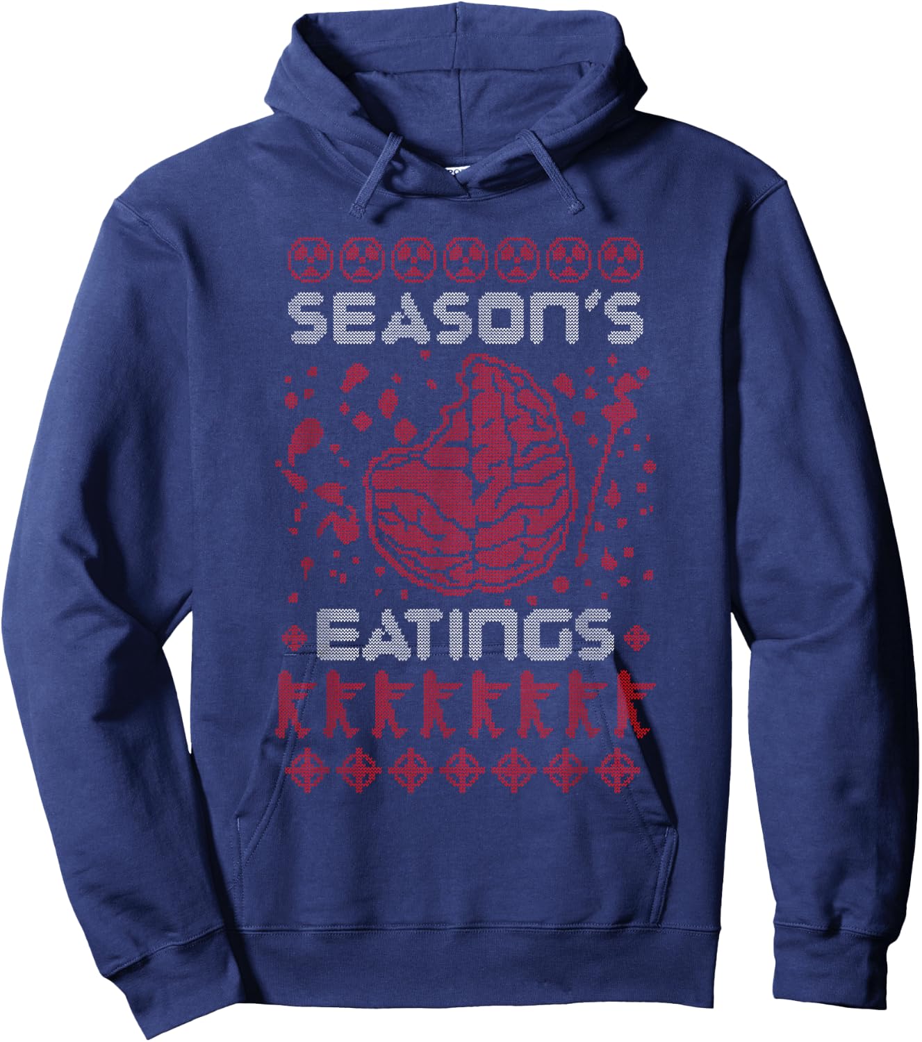 Season's Eatings Funny Zombie Ugly Christmas Hoodie - Hoodie | Navy