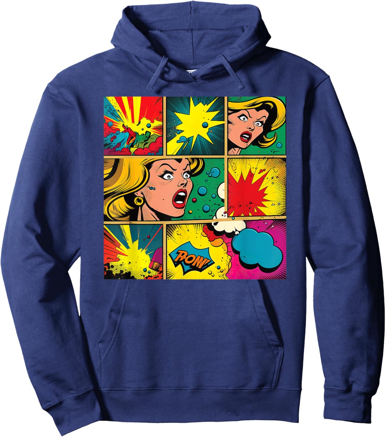 Funny Retro Comic Pop Art Shirt Fun Cartoon Comics Manga Hoodie - Hoodie | Navy