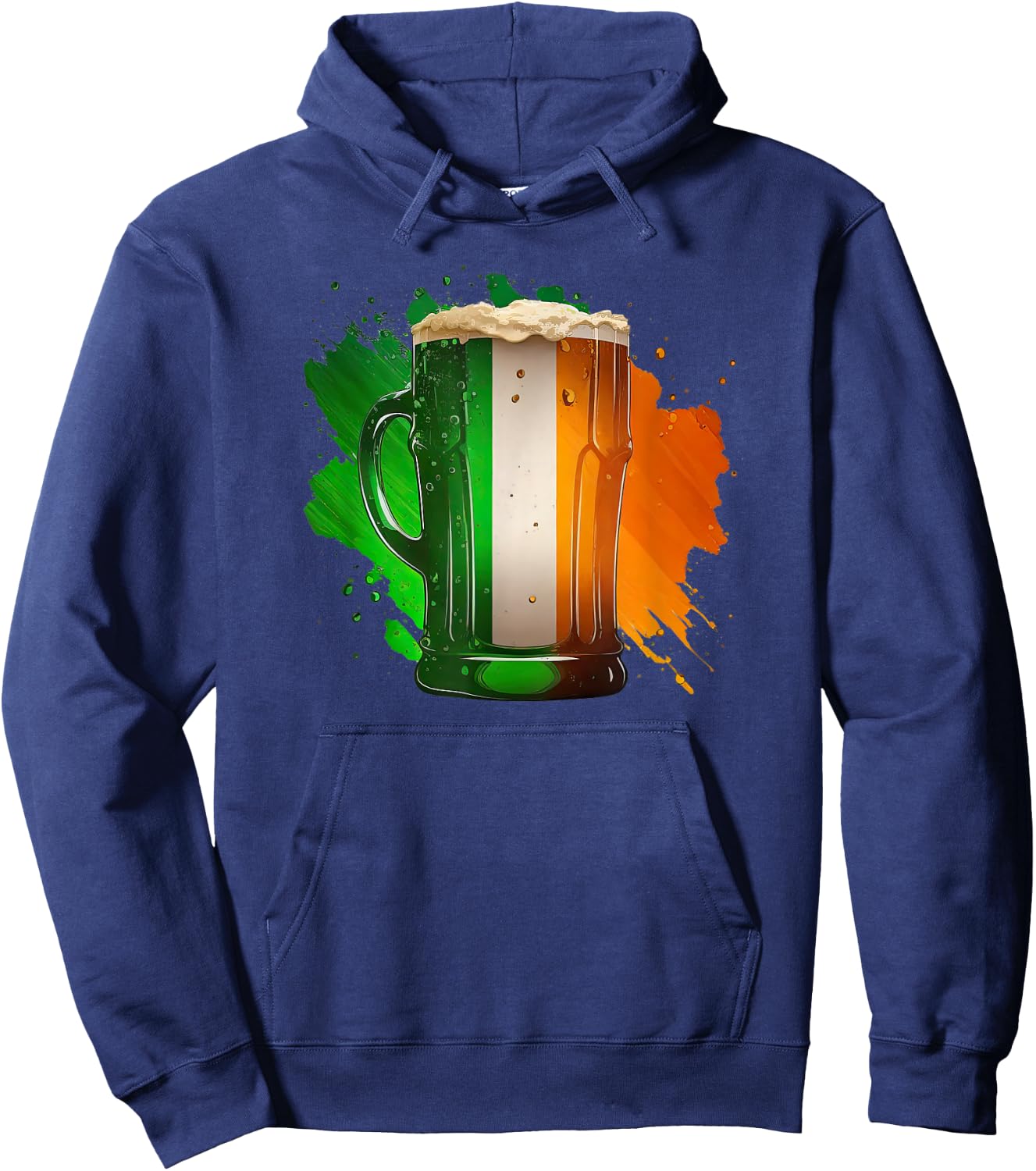 Irish Beer Ireland Flag St Patricks Day Shamrock Drinking Hoodie - Hoodie | Navy