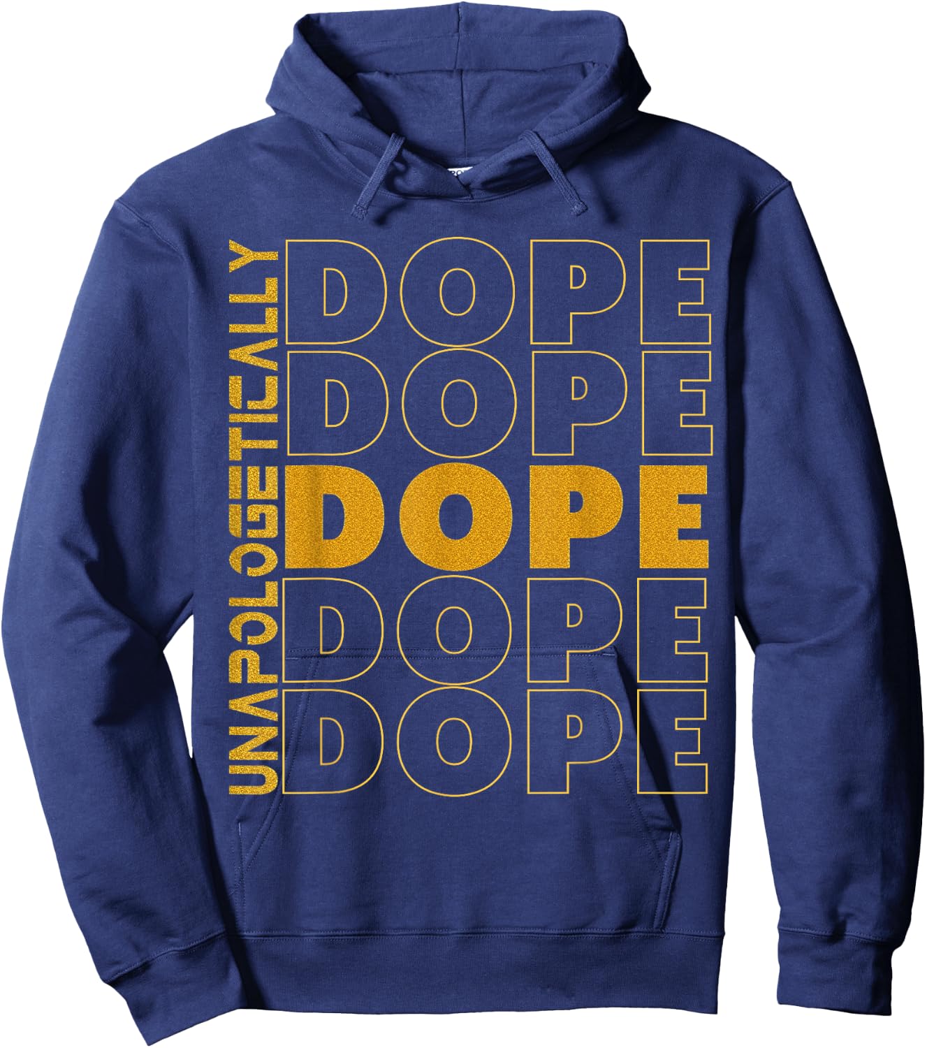 Melanin Black Queen King Golden Afro Unapologetically Dope Hoodie - Hoodie | Navy