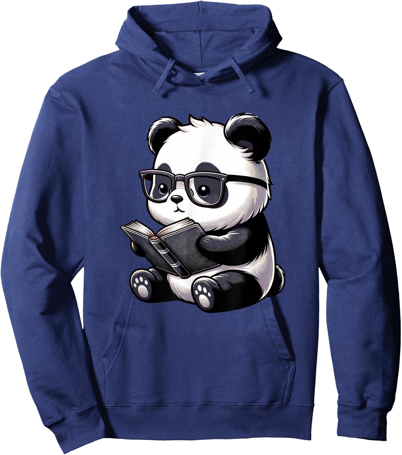 Panda Reading Book Kawaii Bookworm Librarian - Panda Reading Book Kawaii Bookworm Designs - -Adults & -Kids - Black - Small - Short Sleeve - Cotton, Polyester - Novelty Hoodie - Hoodie | Navy