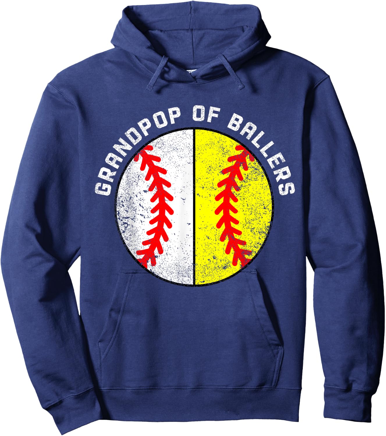 Grandpop Of Ballers Funny Baseball Softball Grandpop Hoodie - Hoodie | Navy