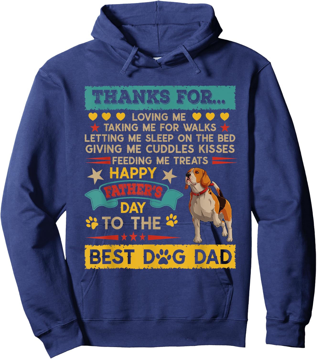 Vintage Thanks For Loving Proud Best Dog Dad Beagle Hoodie - Hoodie | Navy