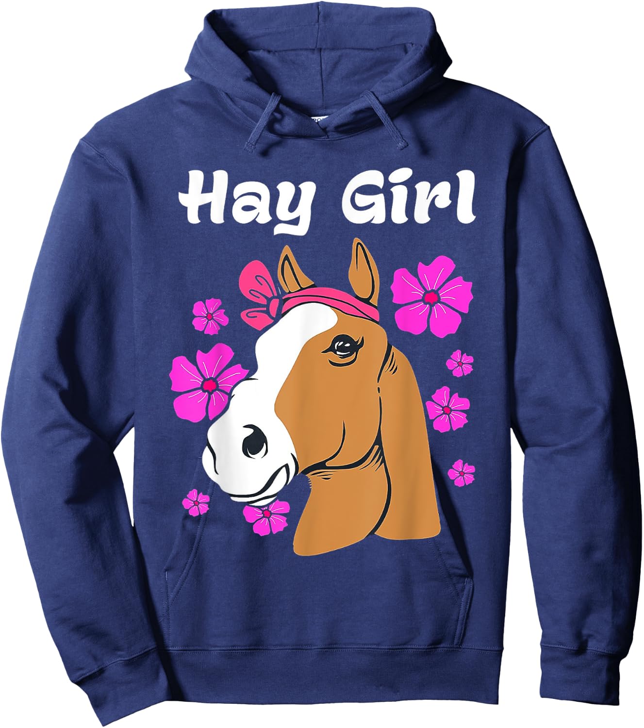 Hay Girl Floral Horse Horse Hoodie - Hoodie | Navy
