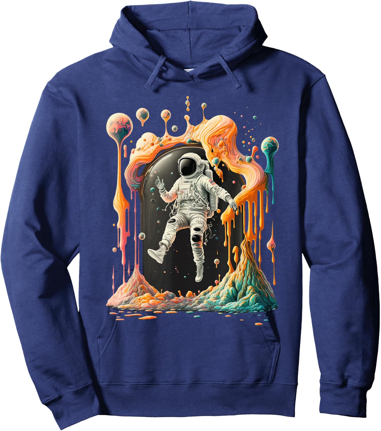 Psychedelic Astronaut, Trippy Space Adventure: Graphic Hoodie - Hoodie | Navy