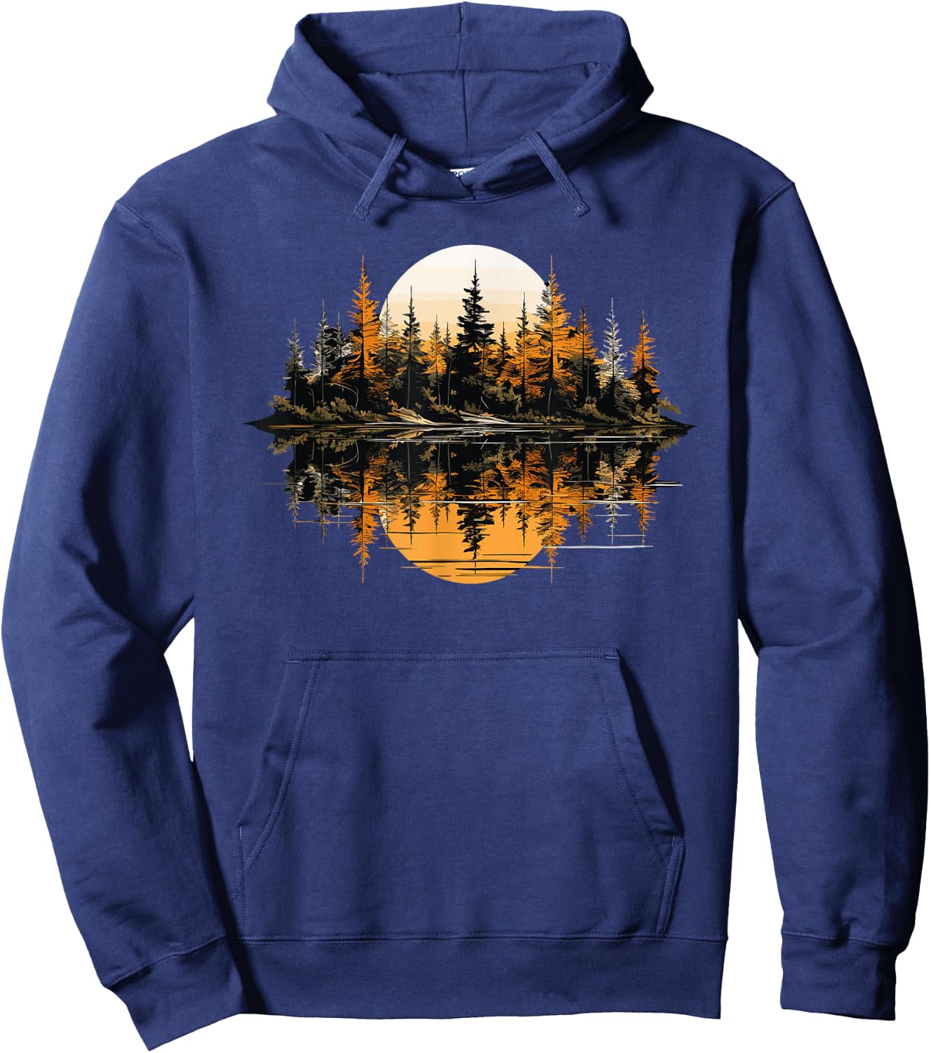 Nature Reflection Forest Trees Outdoor Wildlife Hoodie - Hoodie | Navy