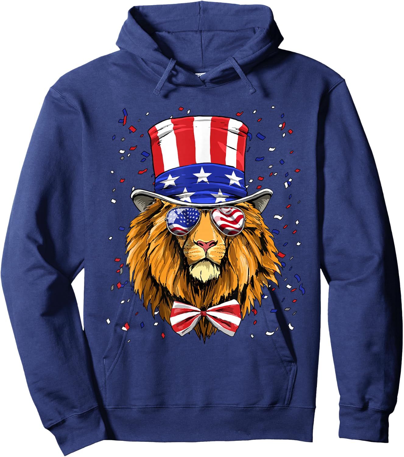 4th of July Patriotic Lion USA Flag Independence Lion Lover Hoodie - Hoodie | Navy