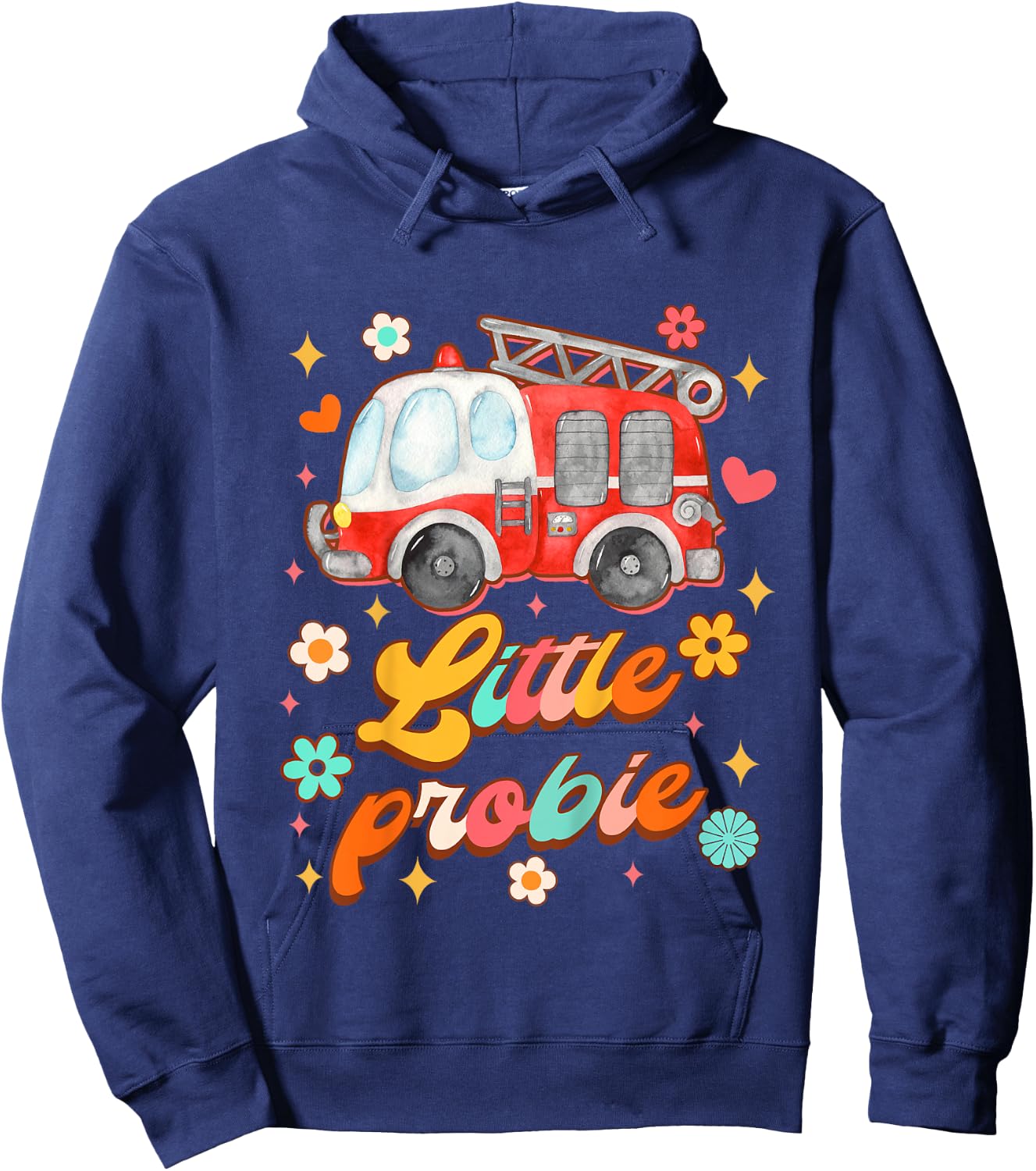 Kids Future Firefighter Baby Fireman Fire Truck Little Probie Hoodie - Hoodie | Navy