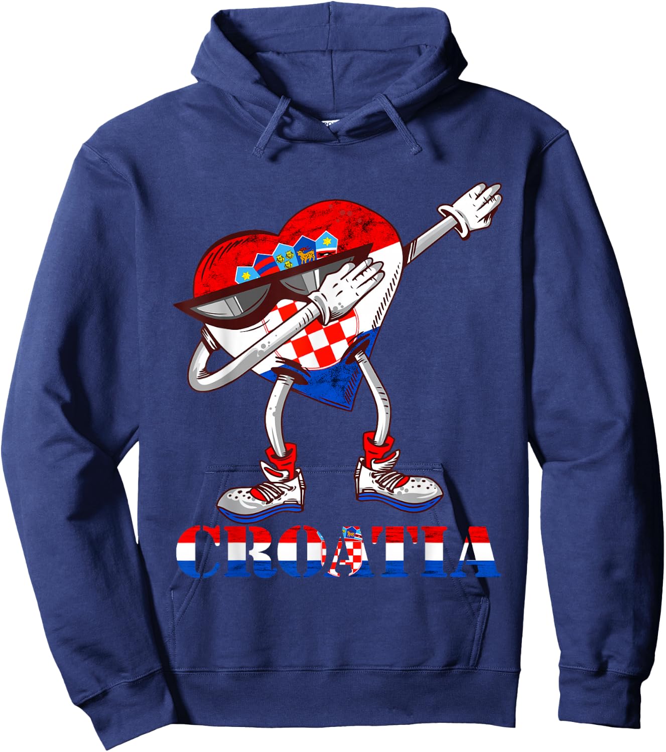 Dabbing Heart Croatian Flag Hrvatska Croatian Roots Croatia Hoodie - Hoodie | Navy