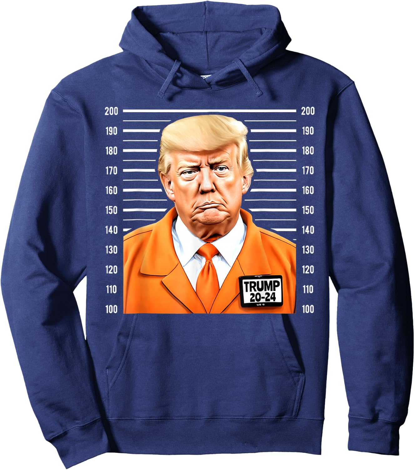 Funny Trump 2024 Mug Shot Orange Jumpsuit Parody Behind Bars Hoodie - Hoodie | Navy