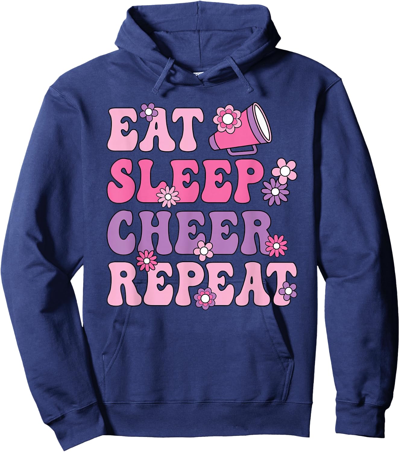 Eat Sleep Cheer Repeat Cheerleader Cheerleading Women Girls Hoodie - Hoodie | Navy
