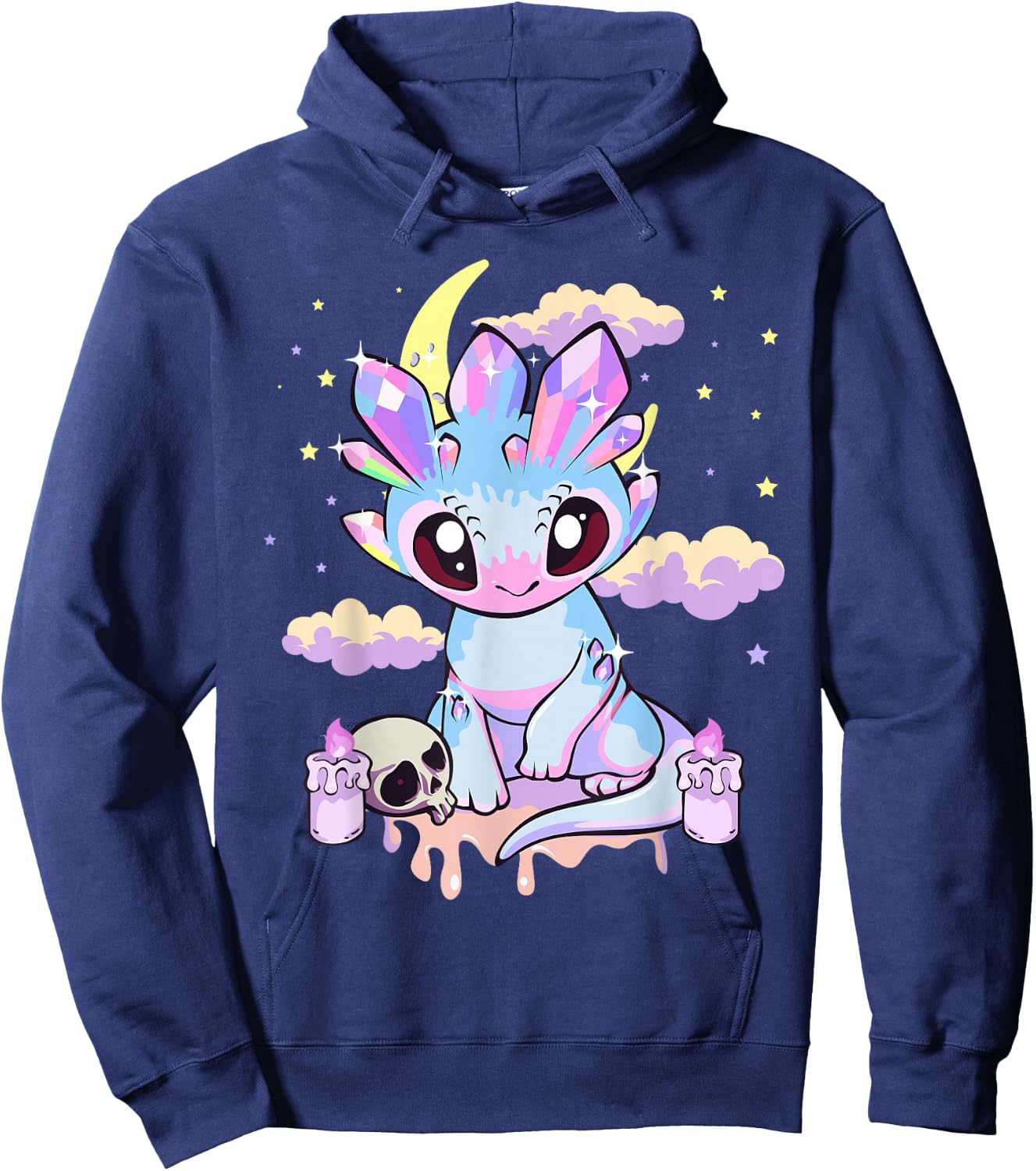 Pastel Goth Kawaii Cute Crystal Dragon Girls Women Hoodie - Hoodie | Navy