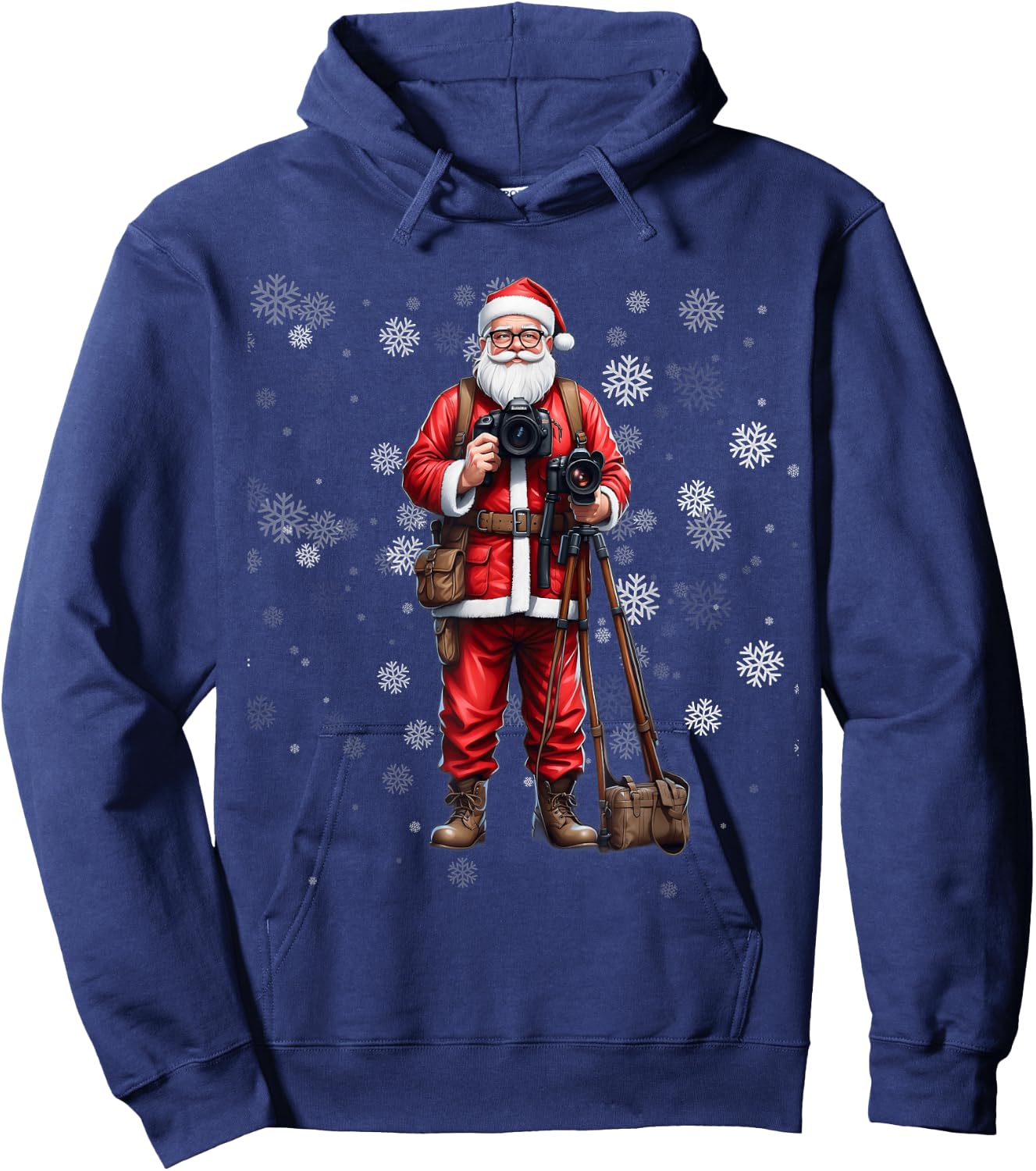 Santa Photographer Funny Holiday Christmas Pajama Hoodie - Hoodie | Navy