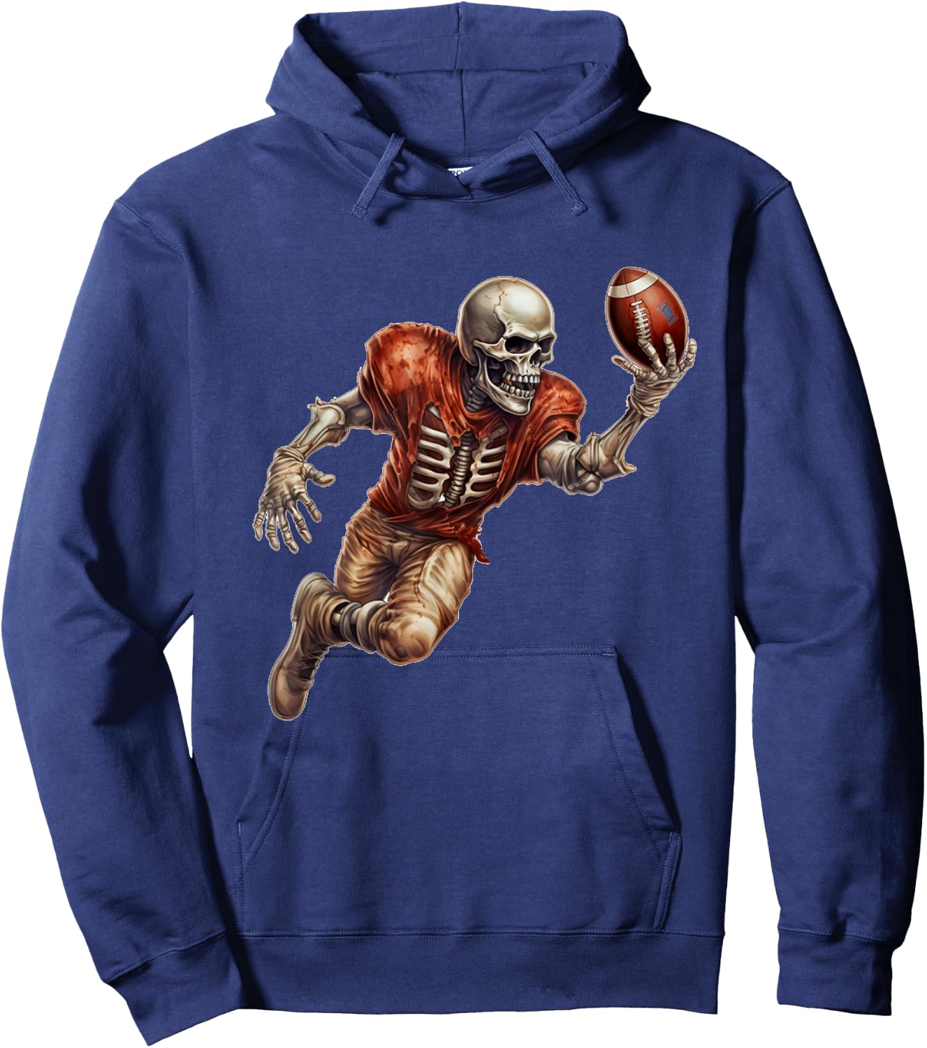 Skeleton Playing Football Cool Touchdown Halloween Hoodie - Hoodie | Navy