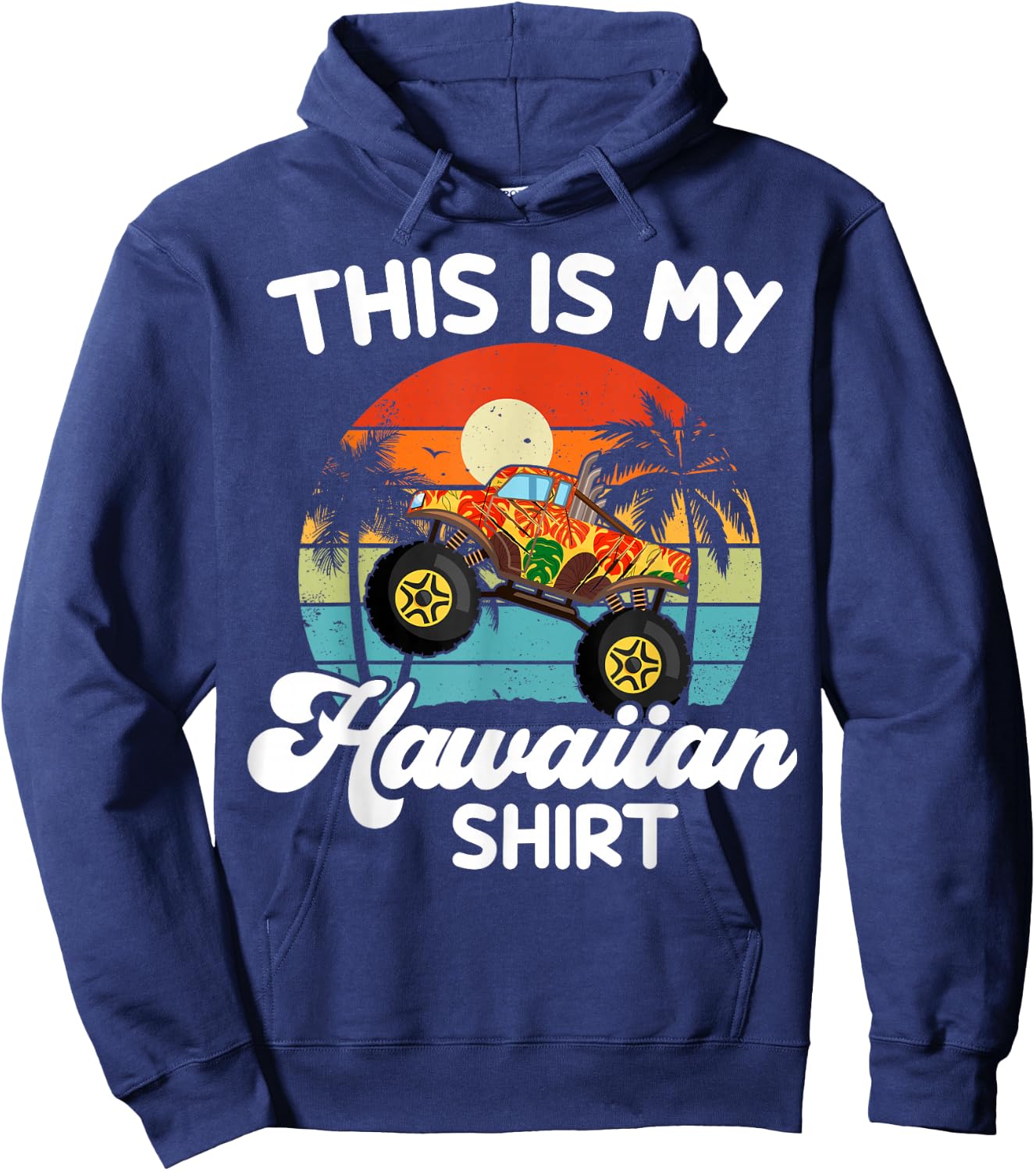 Kids This My Hawaiian-Shirt Toddler Boy Hawaii Monster Truck Hoodie - Hoodie | Navy