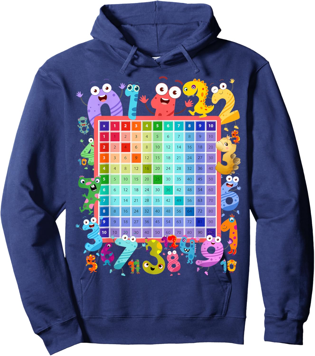 Dinosaur Numbers Idea for Kids & Dino Multiplication Square Hoodie - Hoodie | Navy