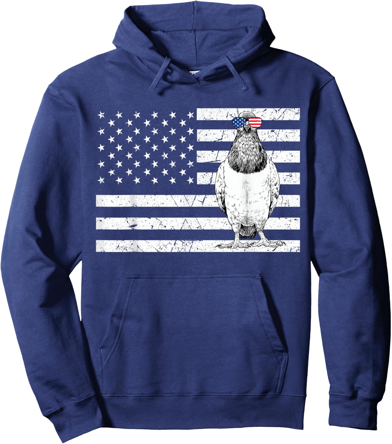 Pigeon 4th of July Bird Watching US American Flag Patriotic Women Kids Men Hoodie - Hoodie | Navy