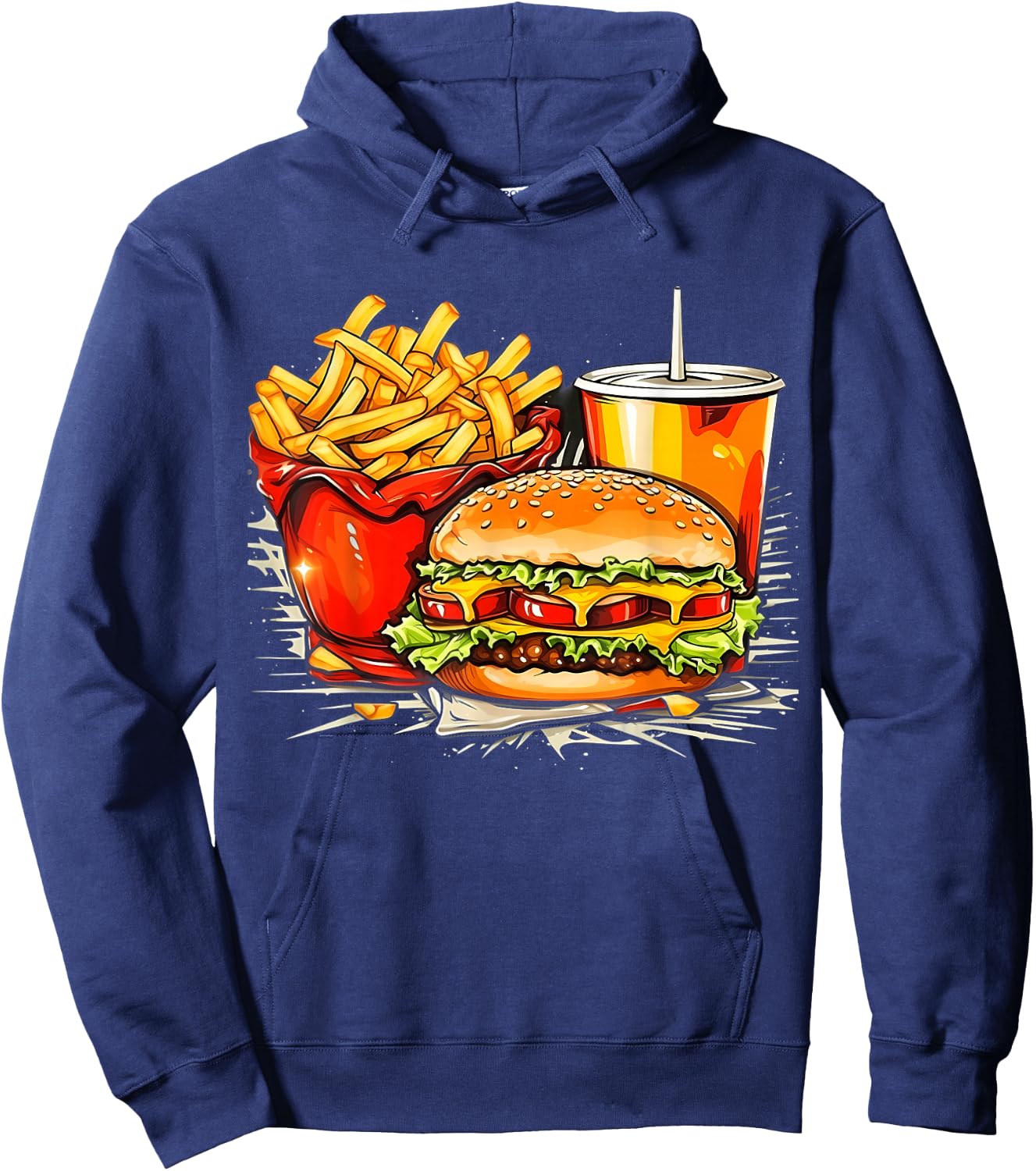 Retro Style Fast Food Hoodie - Hoodie | Navy