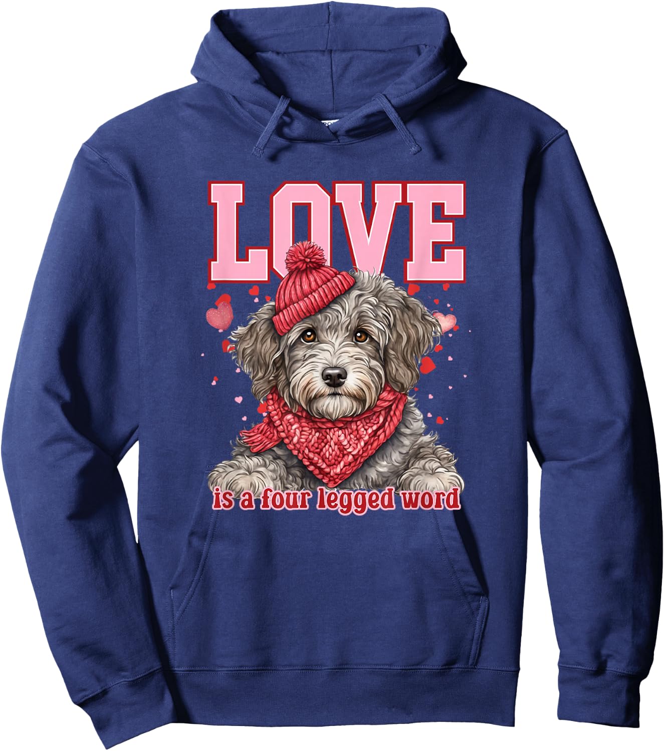 Aussie Doodle Valentine Four-Legged Affection Hoodie - Hoodie | Navy