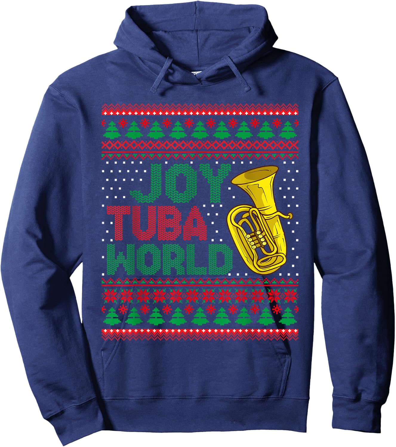Joy Tuba World Ugly Christmas Sweater Music Lover Xmas Hoodie - Hoodie | Navy
