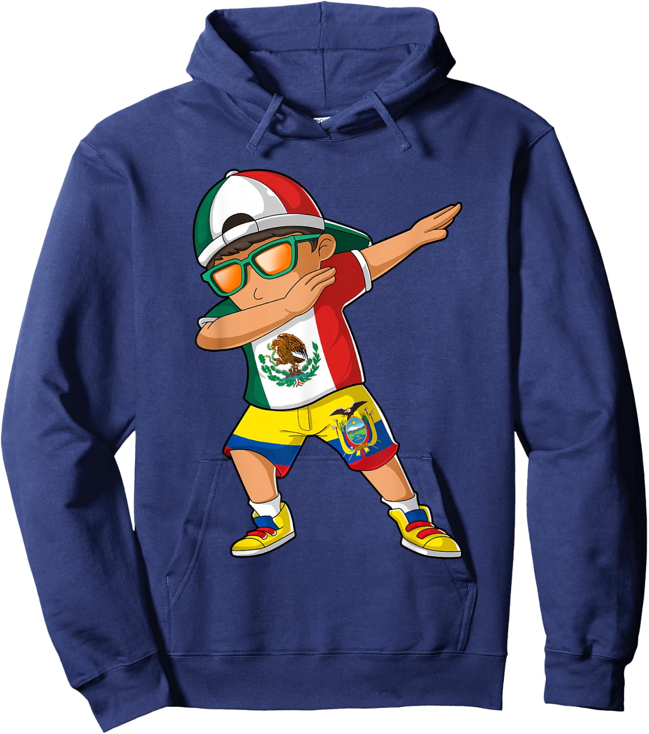 Half Mexican Half Ecuadorian Boy Mexico Ecuador Flag Hoodie - Hoodie | Navy