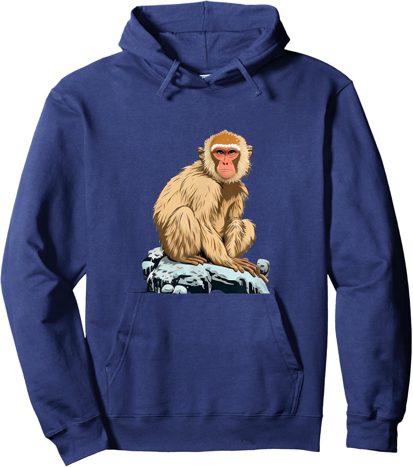 Funny cute japanese Monkey loves Snow Hoodie - Hoodie | Navy