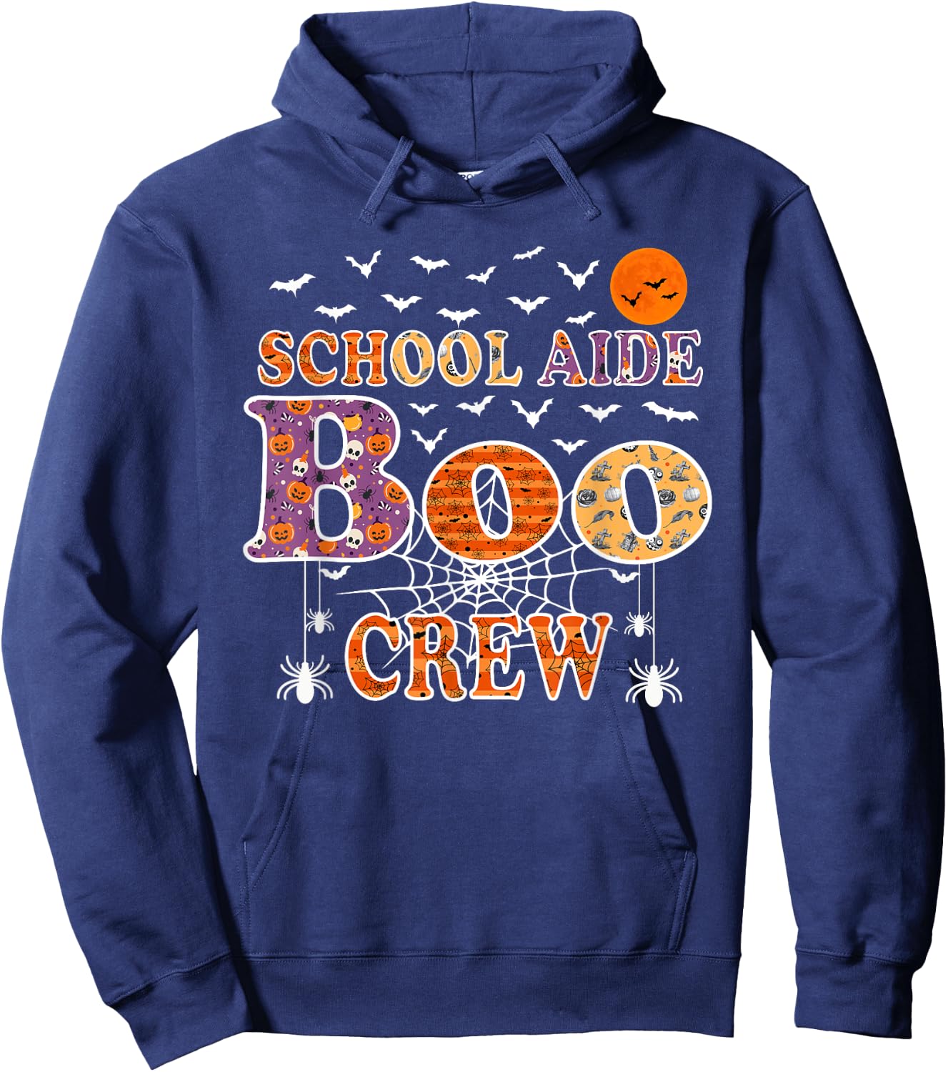 School Aide Boo Crew Shirt Funny Halloween Teacher Hoodie - Hoodie | Navy