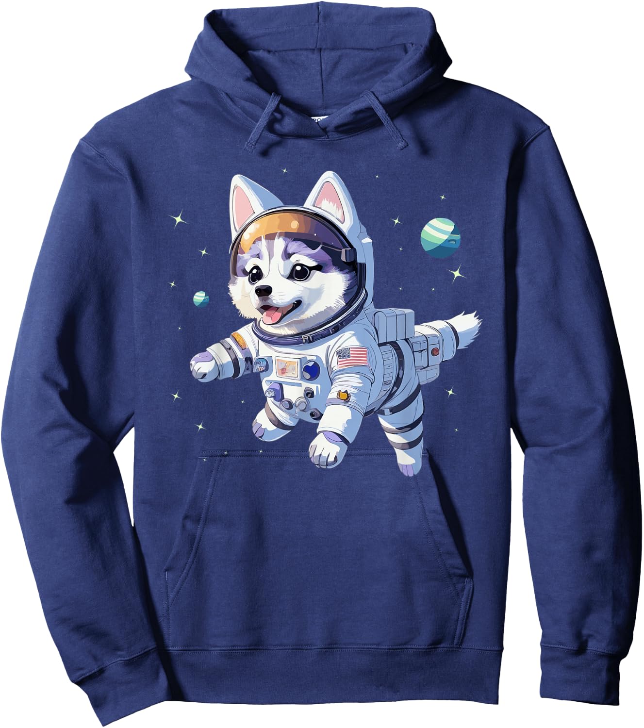 Space Dog Siberian Husky Cute Puppy Astronaut Galaxy Graphic Hoodie - Hoodie | Navy