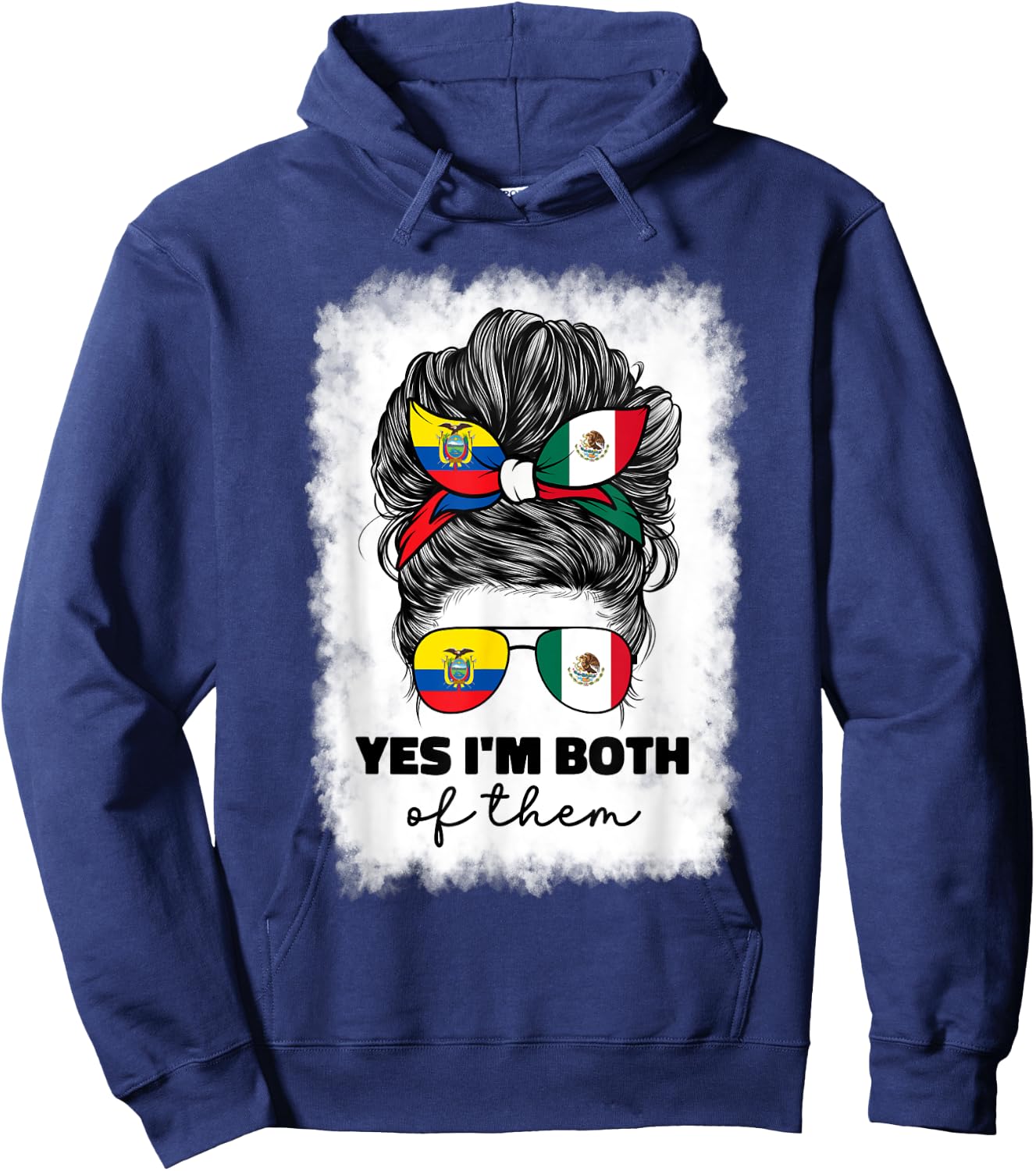 Half Mexican And Ecuadorian Mexico Ecuador Flag Girl Women Hoodie - Hoodie | Navy