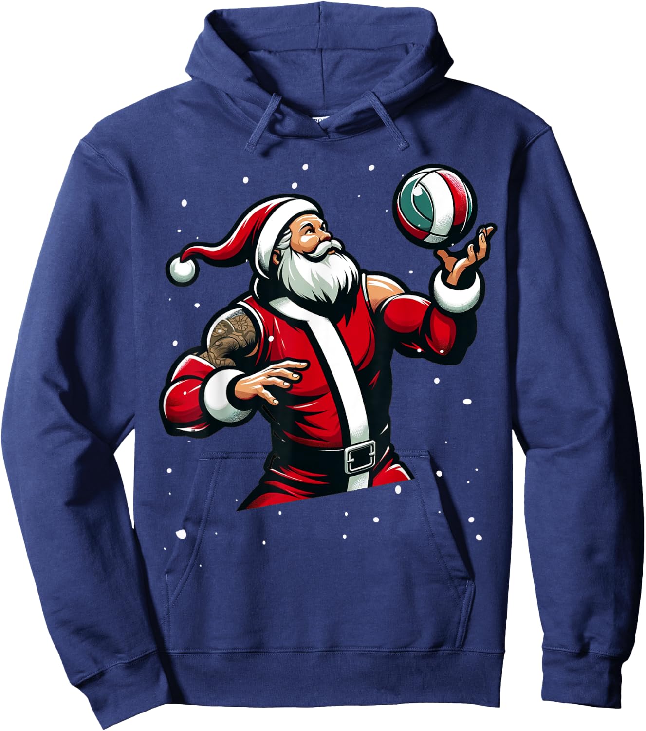 Christmas Sports, Santa Plays Volleyball Xmas Women Men Kids Hoodie - Hoodie | Navy
