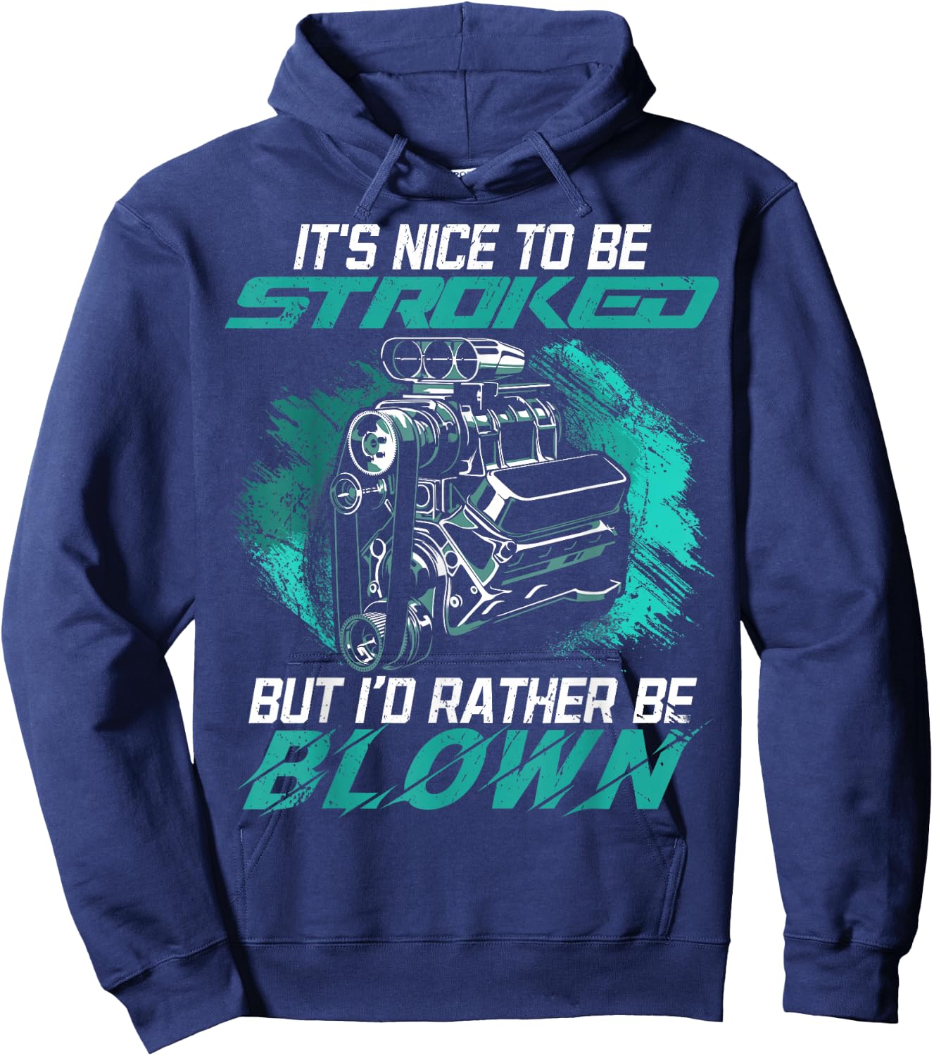Funny It's Nice To Be Stroked Drag Racing Quotes - Men's Black Small Classic Fit Short Sleeve Hoodie - Hoodie | Navy