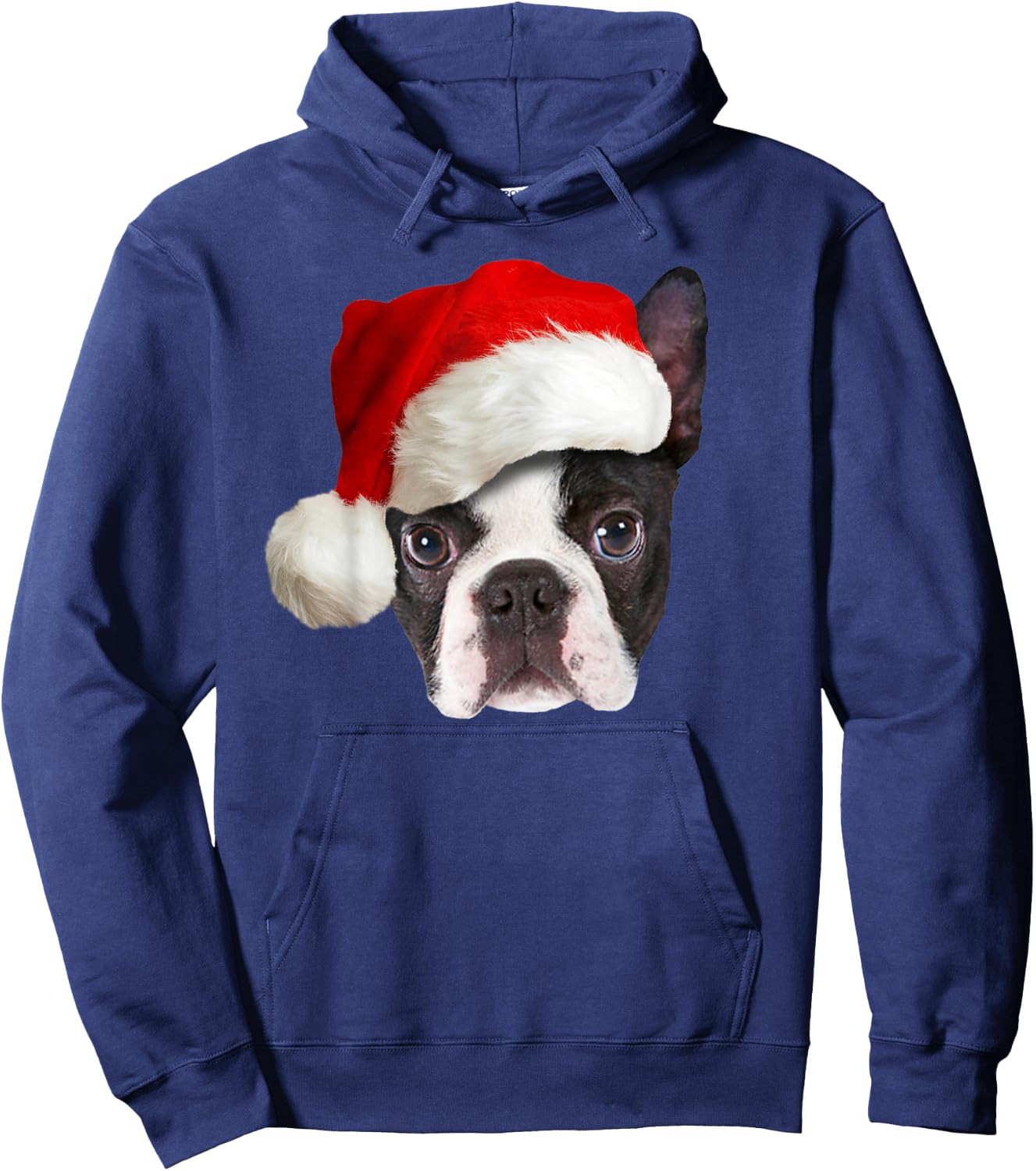 Funny Boston Terrier Christmas Santa Claus Hat Dog Puppy Hoodie - Hoodie | Navy