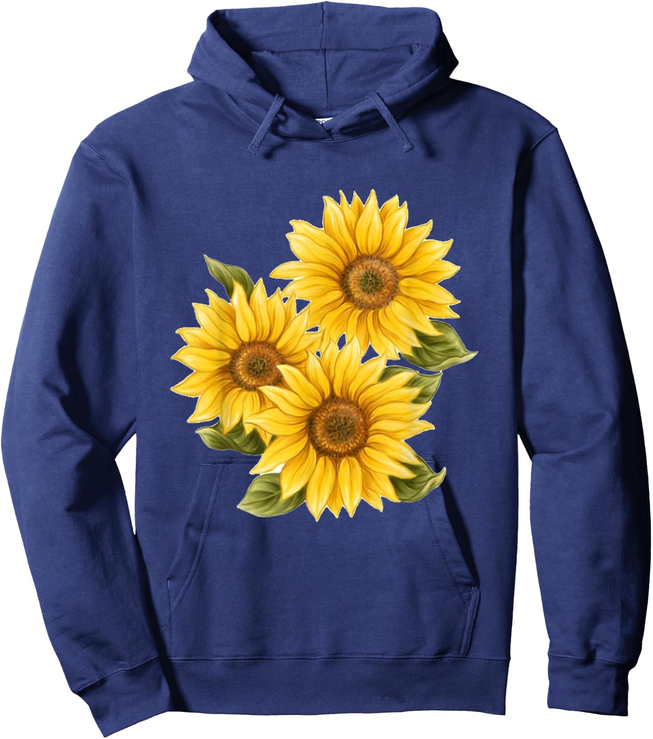 Yellow Sunflower Floral Watercolor Positivity Cute Painting Hoodie - Hoodie | Navy