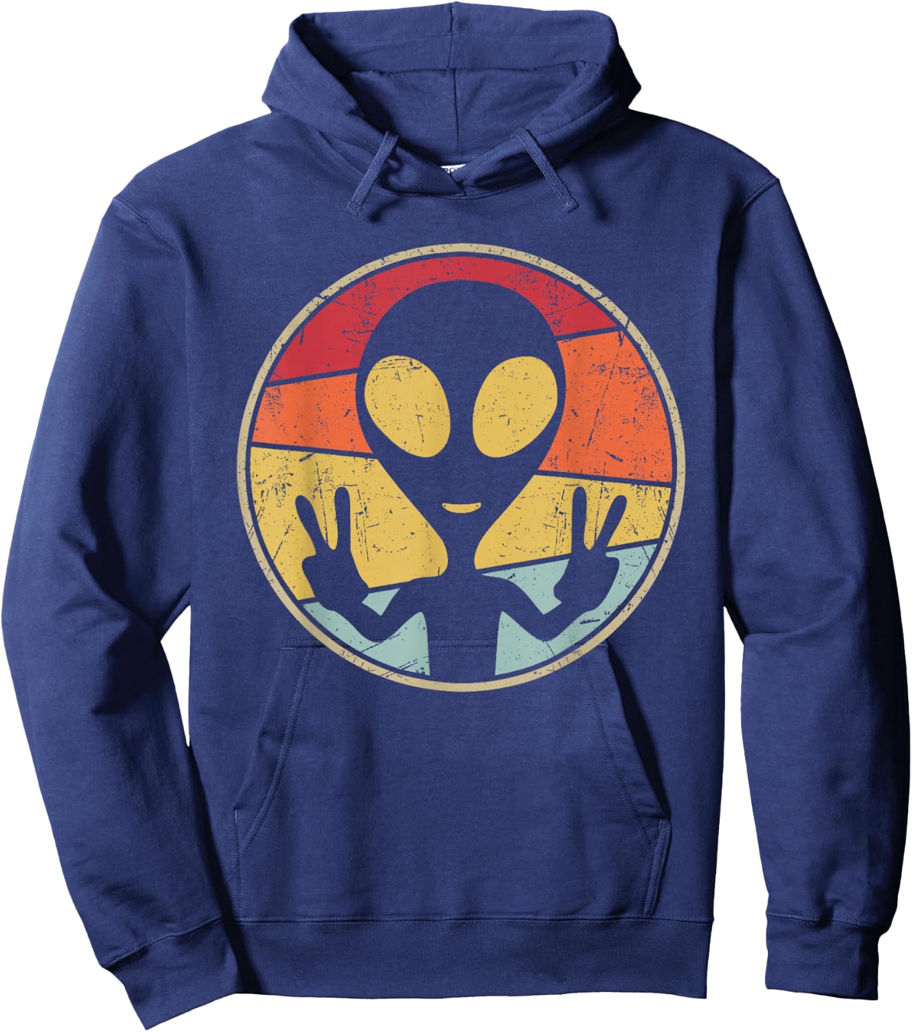 UFO Lover Funny Retro 80's Style Vintage Alien Space Gift Hoodie - Hoodie | Navy