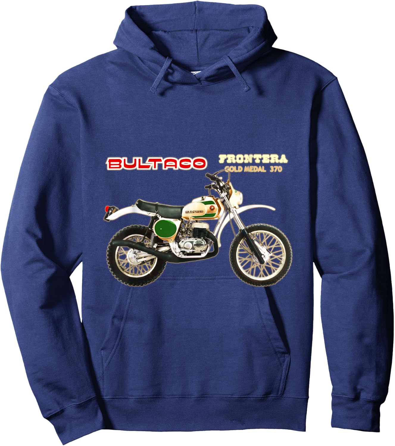 Classic Bultaco Motorcycle Frontera Gold Medal 350 Biker Hoodie - Hoodie | Navy