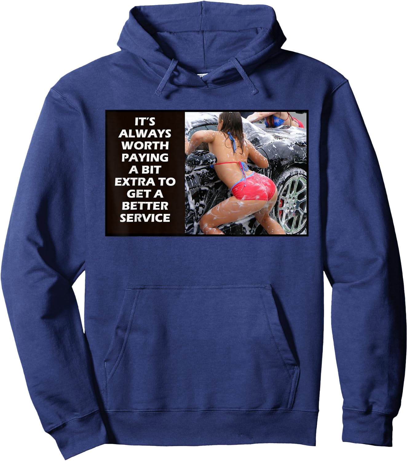 Better Service Sexy Girl Carwash Novelty Hoodie - Hoodie | Navy