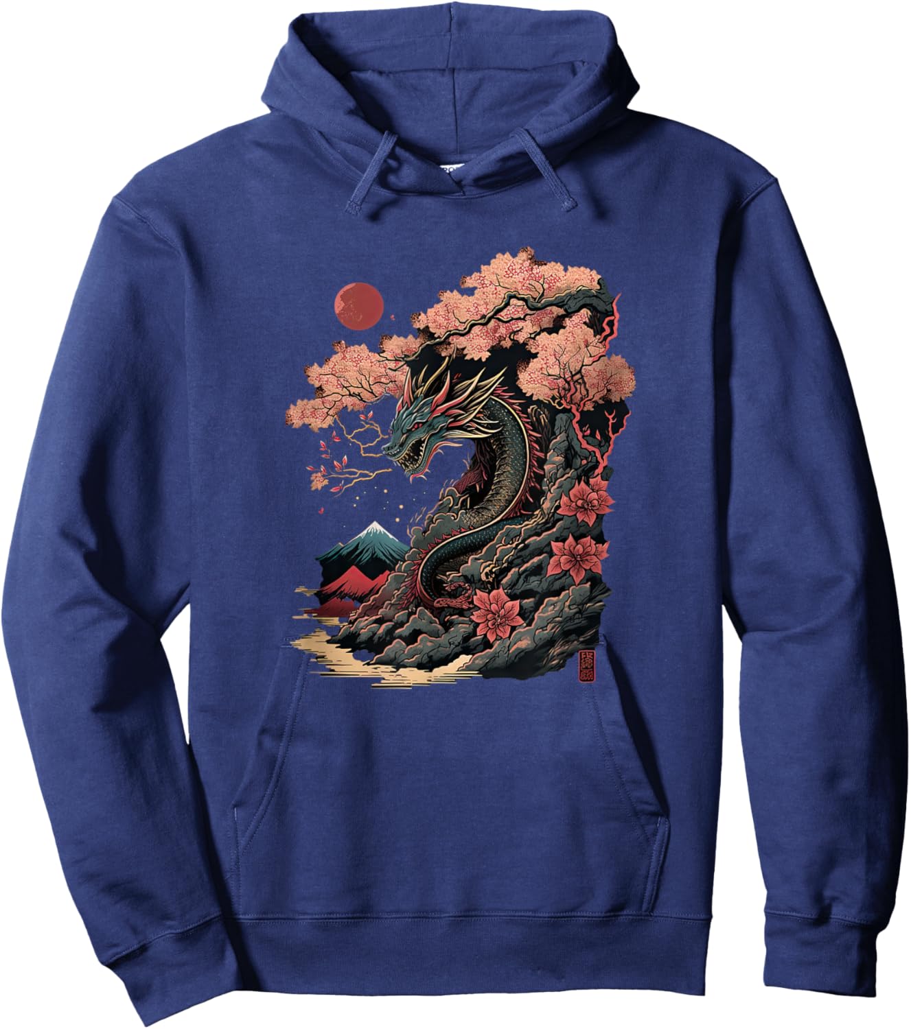 Japanese Aesthetic Dragon japanese art Japan Tattoo Hoodie - Hoodie | Navy