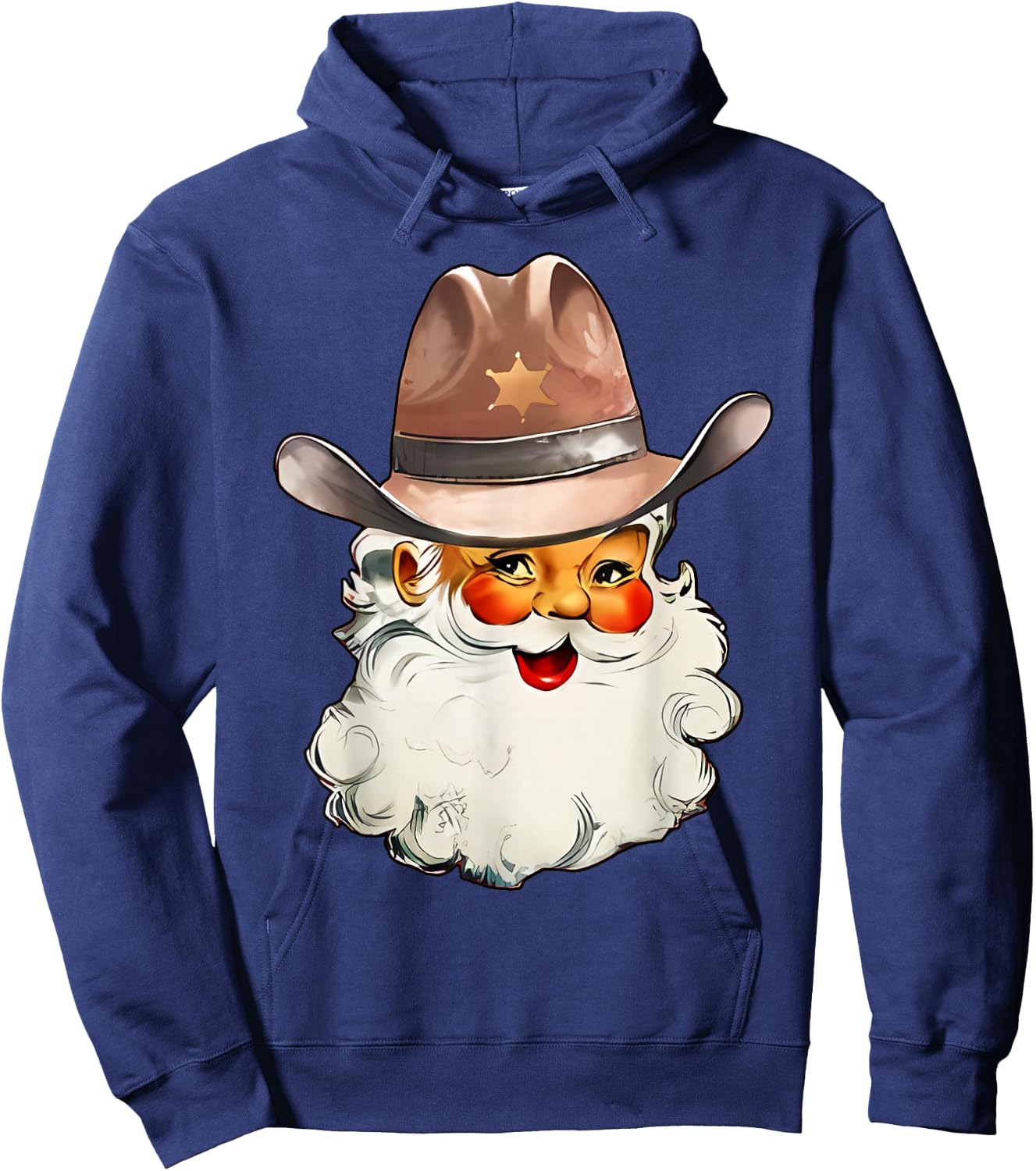 Santa Cowboy Cowgirl Western Howdy Christmas Hoodie - Hoodie | Navy