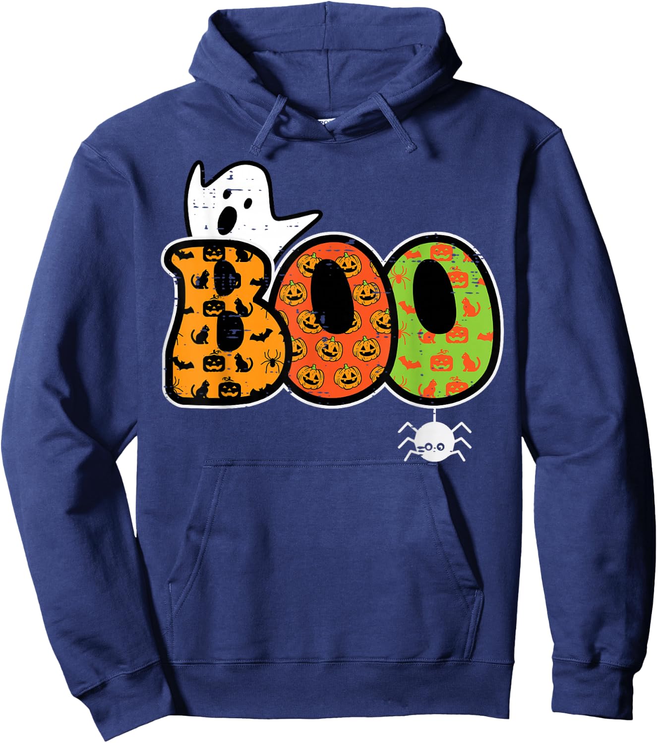 Boo Ghost Spider Retro Groovy Halloween Men Women Kids Hoodie - Hoodie | Navy