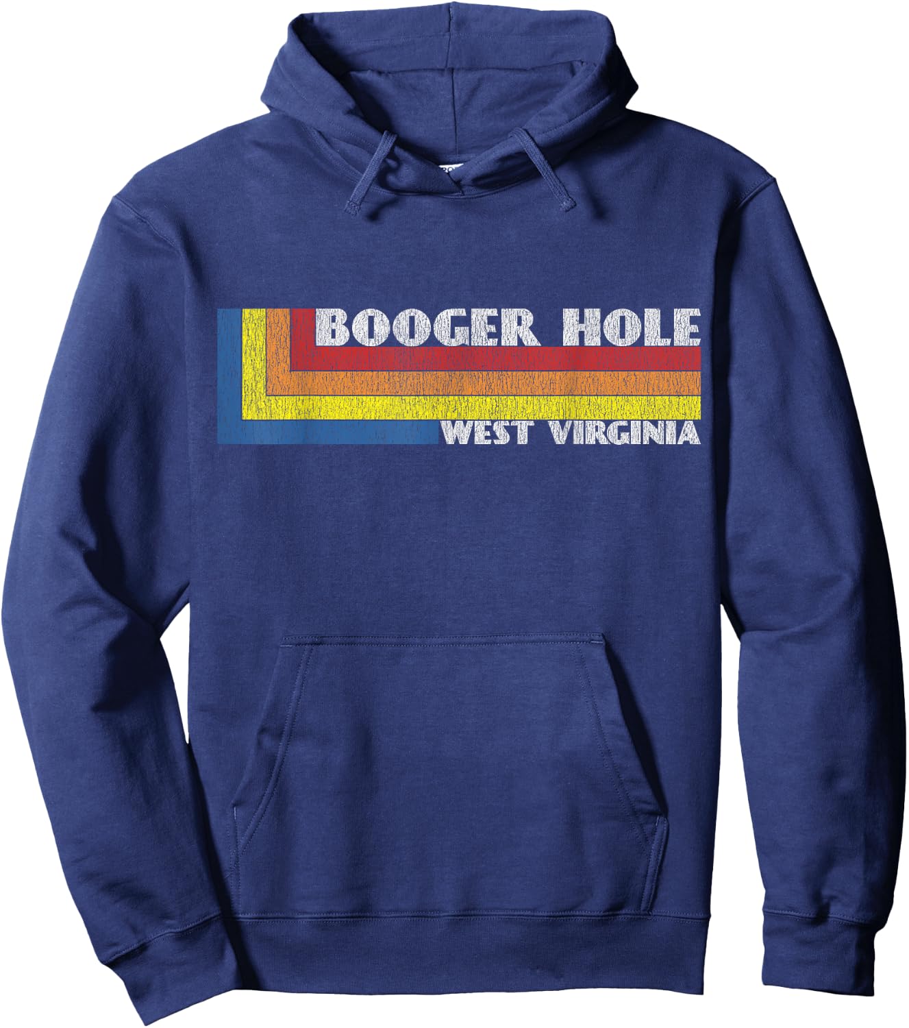 Funny West Virginia Gift Retro Weird Souvenir WV Booger Hole Hoodie - Hoodie | Navy