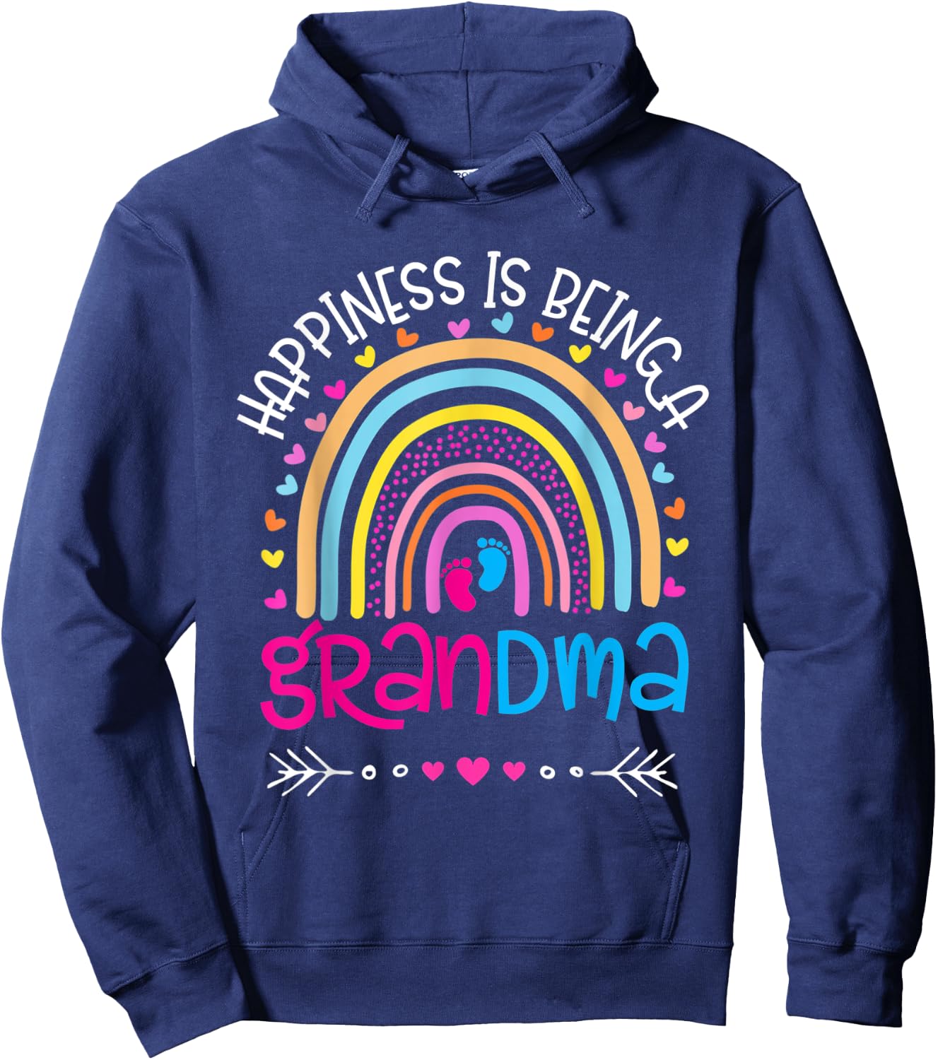 Happiness is being a grandma Rainbow mother's day 2022 Hoodie - Hoodie | Navy