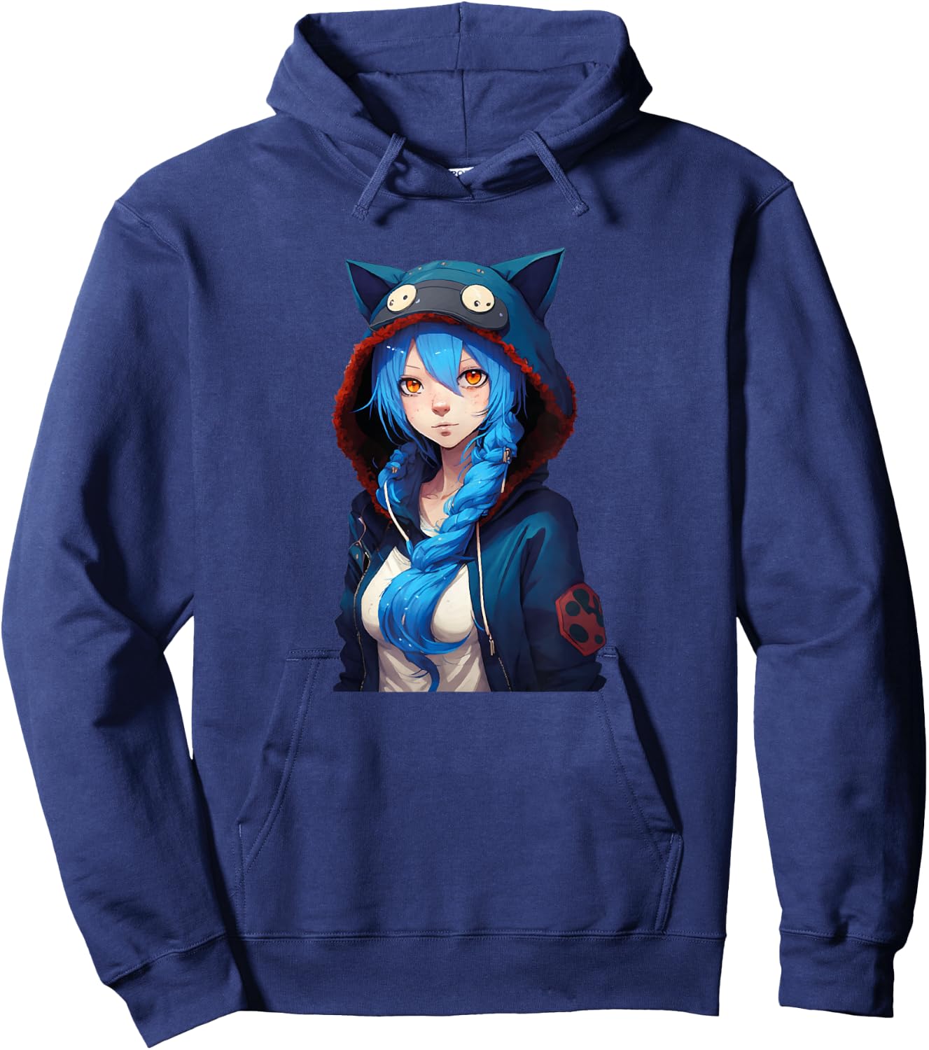 Anime Girl Waifu Japanese Aesthetic Kawaii Otaku Hoodie - Hoodie | Navy