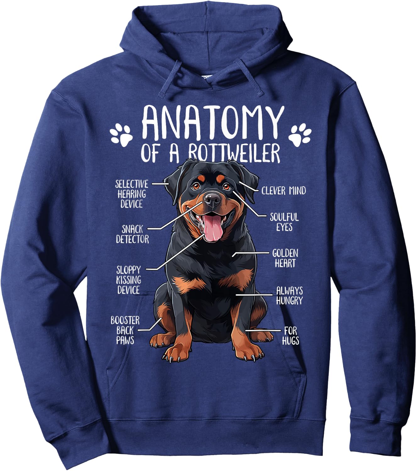 Funny Anatomy Rottweiler Dog Owner Rottie Dad Mom Pet Lover Men Women Kids Hoodie - Hoodie | Navy