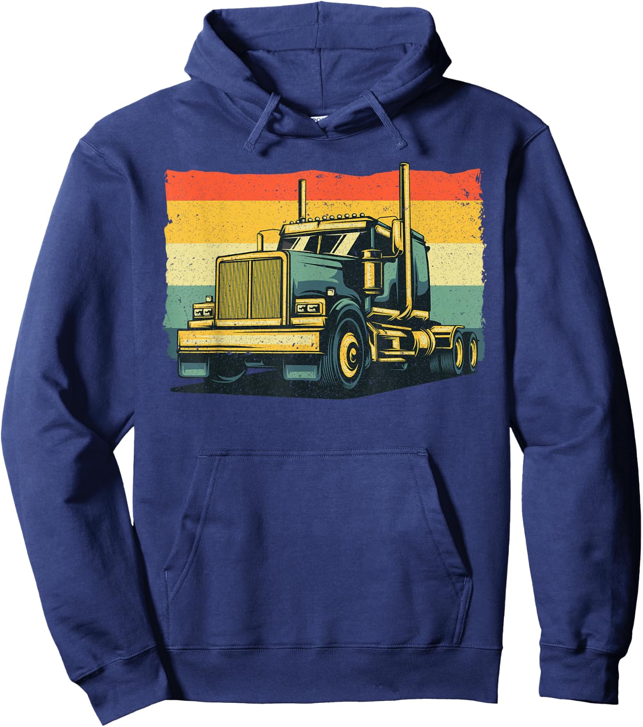Vintage Trucker Art Women Kids Trucking Truck Lovers Hoodie - Hoodie | Navy