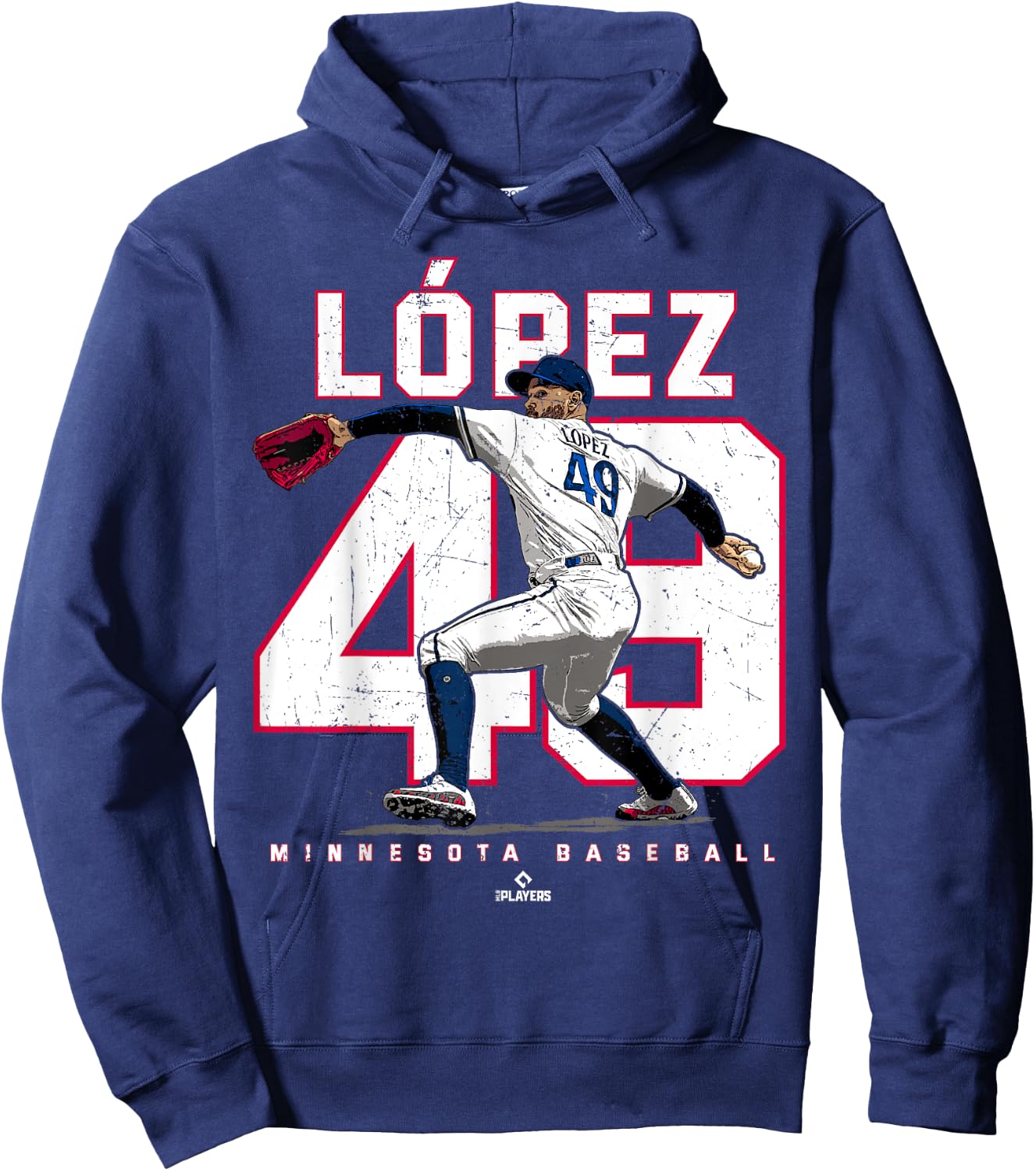 BallPark MVP -Adults Black Small Number and Portrait Pablo Lopez Minnesota MLBPA Hoodie - Hoodie | Navy
